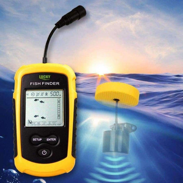 Planet Gates Žlutý drátový FFC1108-1 100M drátový bezdrátový sonar s alarmem, LCD sonar s rybami, rybářské návnady, echoloty, hledač ryb