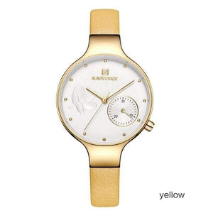 Planet Gates yellow Women Watches Top Luxury Brand Ladies Quartz Watches Genuine Leather Watchband Casual Wrist Watches Gift For Girls