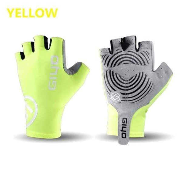 Planet Gates YELLOW / XL Anti Slip Gel Wind Cycling Half Finger Gloves Breathable Outdoor Lycra Fabric Mittens MTB Gloves Racing Road Bike Glove