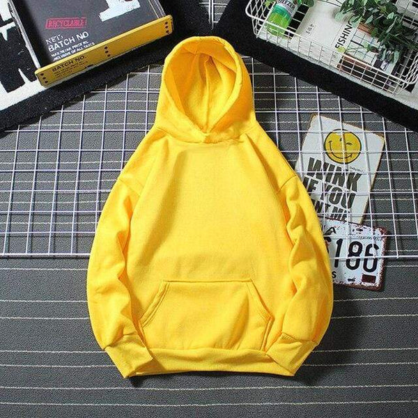 Planet Gates Yellow / XL Hoodies Sweatshirts Fashion Solid Color Black Gray Yellow Hooded Hip Hop fleece Hoody Mens Brand Hoodie Streetwear