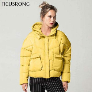 Planet Gates Yellow / XL Winter Parkas Female Fashion Warm Winter Jacket Women Thick Hooded Womens Winter Jackets and Coats FICUSRONG New