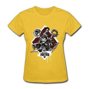 Planet Gates Yellow / XS Black Panther T Shirts Na Ji Ya VS Okoye Funny Tshirt Group Team T-Shirt Summer Women Tops & Tees Fashion Clothing