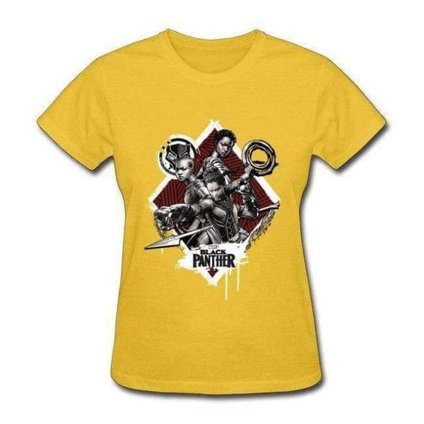 Planet Gates Yellow / XS Black Panther T Shirts Na Ji Ya VS Okoye Funny Tshirt Group Team T-Shirt Summer Women Tops & Tees Fashion Clothing