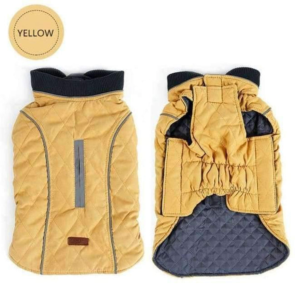 Planet Gates yellow / XS Quality Dog Clothes Quilted Dog Coat Water Repellent Winter Dog Pet Jacket Vest Retro Cozy Warm Pet Outfit Clothes Big Dogs