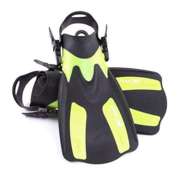 Planet Gates Yellow XS to M Adult Swimming Fins Short Scuba Snorkeling Shoes Foot Flipper Diving Flippers Diving Fins FN-200 Swim Fins with Heel