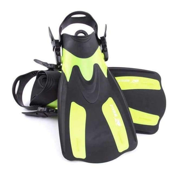 Planet Gates Yellow XS to M Swim Fins Adult Short Scuba Snorkeling Shoes Swimming Fins Trek Foot Flipper Diving Flippers Diving Fins with Heel