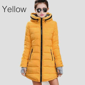 Planet Gates Yellow / XXL Parkas Winter Women Fashion Thickening Hooded Winter Jacket Womens Slim Fit Cotton Coat Overcoat Plus Size 13 Colors