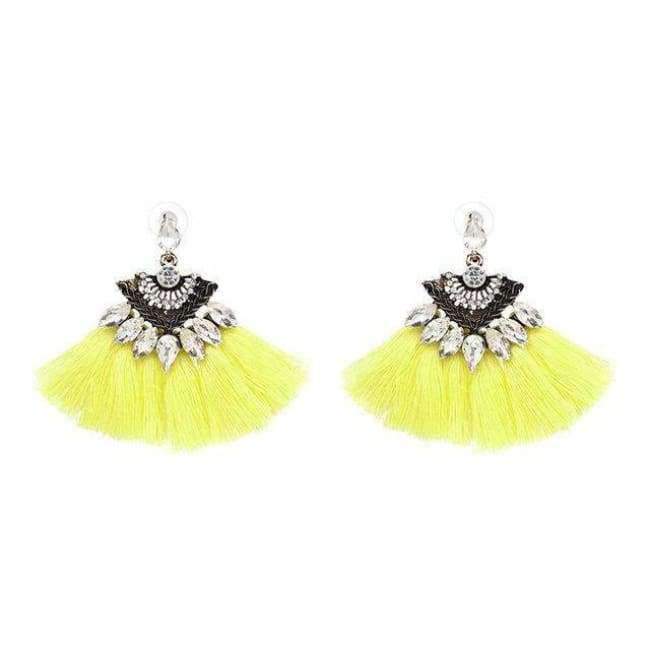 Planet Gates Bohemia Dangle Drop Earrings Women Accessories Fan Shaped Cotton Handmade Tassels Fringed Earrings Ethnic Jewelry