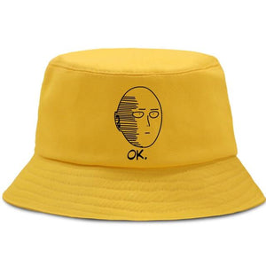 Planet Gates yellow1 / China / 56-58cm Panama Caps Men's Japan Anime One Punch Hero Woman Bucket Hats Summer Men Bob Chapeau Fishing Fisherman Hat