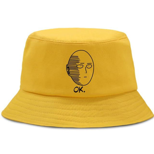 Planet Gates yellow1 / China / 56-58cm Panama Caps Men's Japan Anime One Punch Hero Woman Bucket Hats Summer Men Bob Chapeau Fishing Fisherman Hat