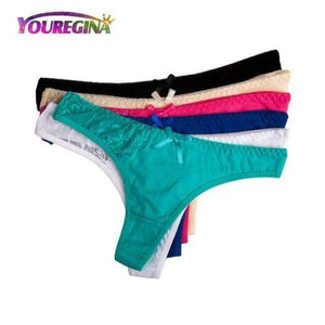 Planet Gates YN7282--Random color / L Women Sexy Lace Thongs G-strings Cotton Underwear Panties Ladies Knickers Lingerie for Women 6 pcs/lot