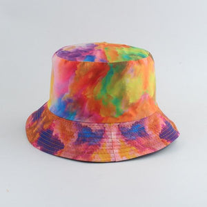 Planet Gates you hua Fisherman Hat Reversible Harajuku Bucket Hats For Women Men Street Hip Hop Cap Rainbow Tie Dye Printed Fishing Hat
