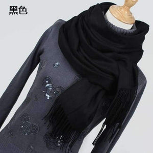 Planet Gates YR001 black Scarf Pashmina Cashmere Scarf Wrap Shawl Winter Scarf Women's Scarves Tassel Long Blanket Cachecol High Quality YR001