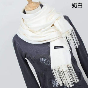 Planet Gates YR001 Milk white Scarf Pashmina Cashmere Scarf Wrap Shawl Winter Scarf Women's Scarves Tassel Long Blanket Cachecol High Quality YR001