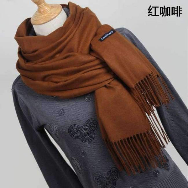 Planet Gates YR001 red coffee Scarf Pashmina Cashmere Scarf Wrap Shawl Winter Scarf Women's Scarves Tassel Long Blanket Cachecol High Quality YR001
