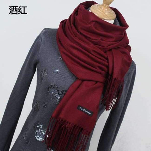 Planet Gates YR001 Red wine Scarf Pashmina Cashmere Scarf Wrap Shawl Winter Scarf Women's Scarves Tassel Long Blanket Cachecol High Quality YR001