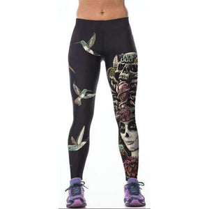 Planet Gates YT2013 / One Size Workout Leggings 3d Print Skull Legging Push Up Breathable Spandex Fitness Clothing Sporting Leggins Women Pants
