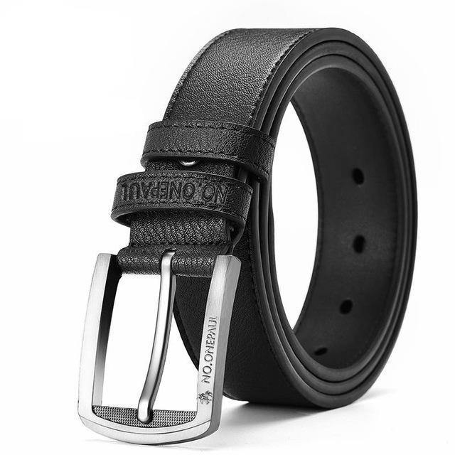 Planet Gates Z111 Black  3.3CM / 90cm Genuine leather luxury strap male belts for men new fashion classic vintage pin buckle men belt High Quality