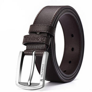 Planet Gates Z111 Coffee 3.3CM / 90cm Genuine leather luxury strap male belts for men new fashion classic vintage pin buckle men belt High Quality