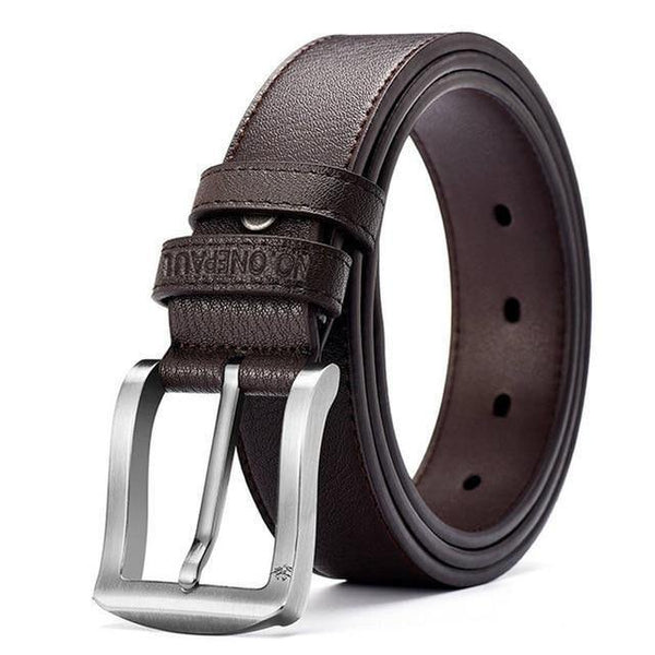 Planet Gates Z222 Coffee 3.3CM / 90cm Genuine leather luxury strap male belts for men new fashion classic vintage pin buckle men belt High Quality