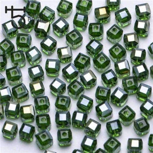 Planet Gates z905ab / 4mm 100pcs 4 6mm Austria Faceted Cube Glass Beads for Bracelets Making Women Diy Jewelry Perles Green Crystal Loose Beads Wholesale Z901