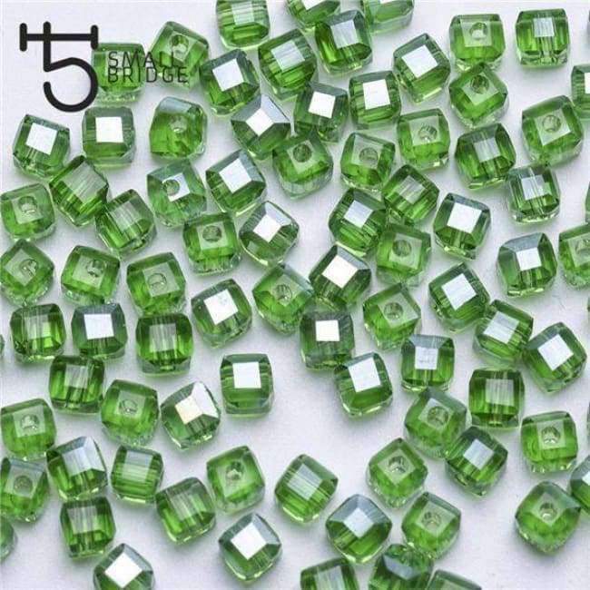 Planet Gates 4 6mm Austria Faceted Cube Glass Beads for Bracelets Making Women Diy Jewelry Perles Green Crystal Loose Beads Wholesale Z901