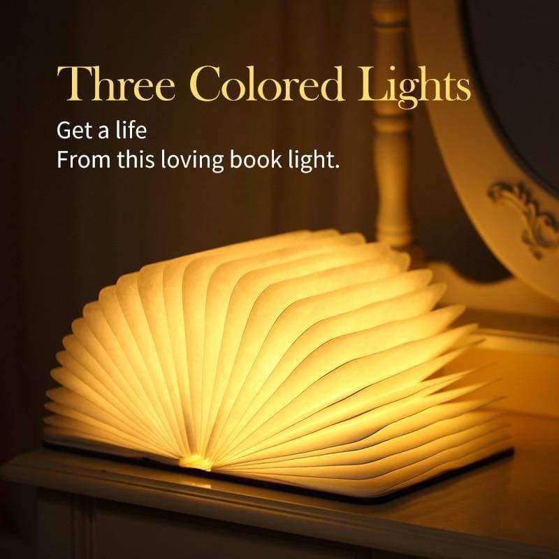 Planet Gates Zakoo USB Rechargeable LED Light Foldable Wooden Book Shape Desk Lamp Night light Book lights Warm White Night Lighting