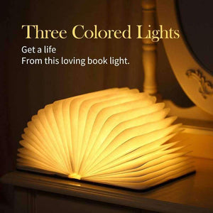 Planet Gates Zakoo USB Rechargeable LED Light Foldable Wooden Book Shape Desk Lamp Night light Book lights Warm White Night Lighting
