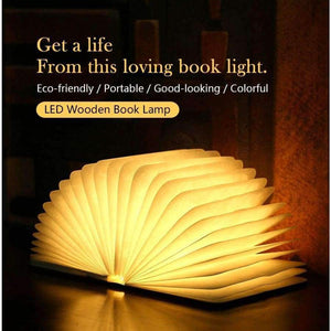 Planet Gates Zakoo USB Rechargeable LED Light Foldable Wooden Book Shape Desk Lamp Night light Book lights Warm White Night Lighting