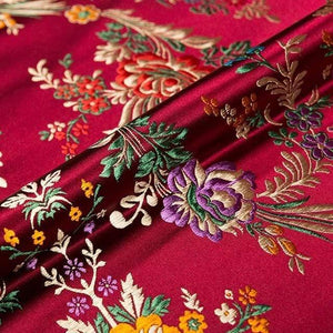Planet Gates zaohong / 50x75cm Flower Fabrics Brocade Jacquard Pattern Fabric For Sewing Cheongsam And Kimono Material For DIY