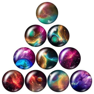 Planet Gates ZB0962 / 12mm Beauty Out space Planet Cosmic nebula 10pcs mix 12mm/18mm/20mm/25mm Round photo demo glass cabochon flat back Making findings