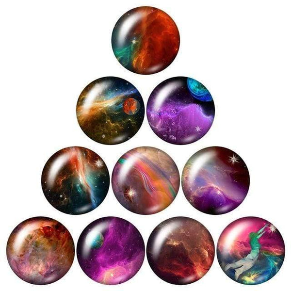 Planet Gates ZB0963 / 12mm Beauty Out space Planet Cosmic nebula 10pcs mix 12mm/18mm/20mm/25mm Round photo demo glass cabochon flat back Making findings
