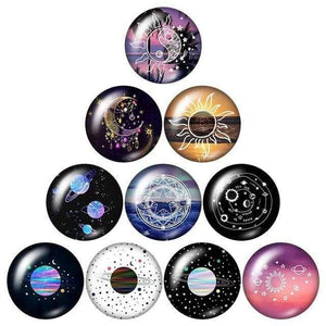 Planet Gates ZB1002 / 30mm Beauty Out space Planet Cosmic nebula 10pcs mix 12mm/18mm/20mm/25mm Round photo demo glass cabochon flat back Making findings