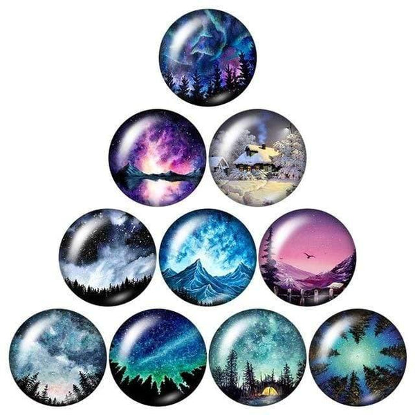 Planet Gates ZB1009 / 30mm Beauty Out space Planet Cosmic nebula 10pcs mix 12mm/18mm/20mm/25mm Round photo demo glass cabochon flat back Making findings