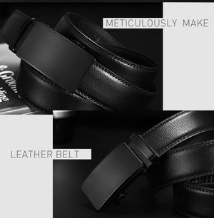 Planet Gates ZD-without buckle / 105cm 28to30 Inch Leather Belts For Men Automatic Male Belts Cummerbunds Leather Belt Men dropshipping Black Belts 105cm-125cm