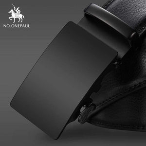 Brand Fashion Automatic Buckle Black Genuine Leather Belt Men's Belts Cow Leather Belts For Men 3.5cm Width WQE789