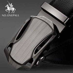 Brand Fashion Automatic Buckle Black Genuine Leather Belt Men's Belts Cow Leather Belts For Men 3.5cm Width WQE789