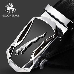 Brand Fashion Automatic Buckle Black Genuine Leather Belt Men's Belts Cow Leather Belts For Men 3.5cm Width WQE789
