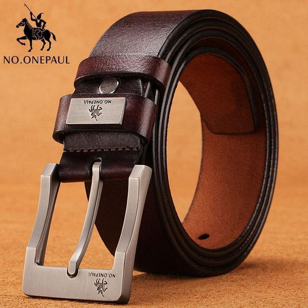 Planet Gates zdk333 Coffee 3.8CM / 100cm Genuine leather luxury strap male belts for men new fashion classic vintage pin buckle men belt High Quality