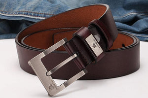 Planet Gates zdk333 Coffee 3.8CM / 100cm Genuine leather luxury strap male belts for men new fashion classic vintage pin buckle men belt High Quality
