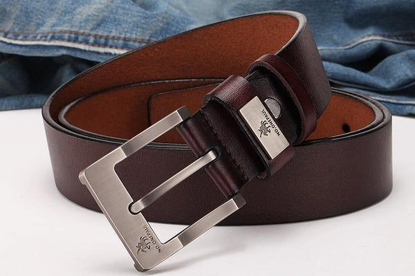 Planet Gates zdk333 Coffee 3.8CM / 100cm Genuine leather luxury strap male belts for men new fashion classic vintage pin buckle men belt High Quality