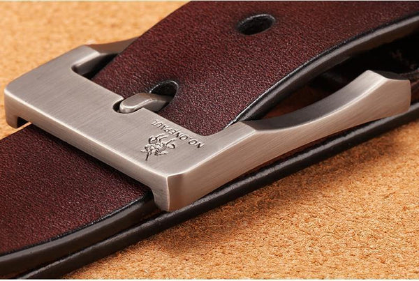 Planet Gates zdk333 Coffee 3.8CM / 100cm Genuine leather luxury strap male belts for men new fashion classic vintage pin buckle men belt High Quality