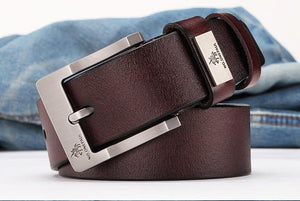 Planet Gates zdk333 Coffee 3.8CM / 100cm Genuine leather luxury strap male belts for men new fashion classic vintage pin buckle men belt High Quality