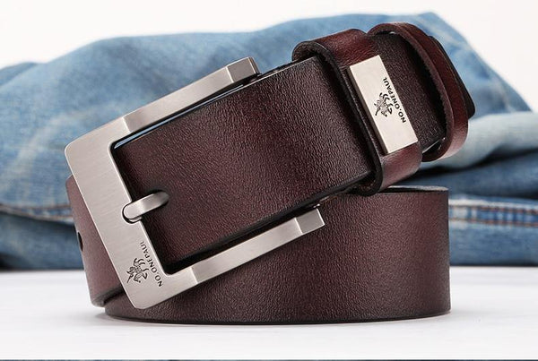 Planet Gates zdk333 Coffee 3.8CM / 100cm Genuine leather luxury strap male belts for men new fashion classic vintage pin buckle men belt High Quality