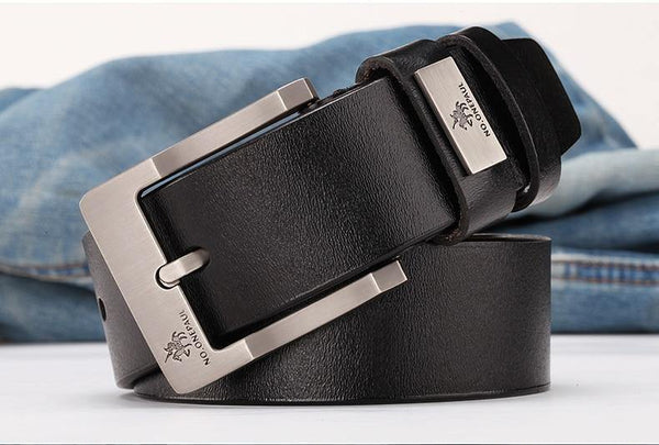 Planet Gates zdk333 Coffee 3.8CM / 100cm Genuine leather luxury strap male belts for men new fashion classic vintage pin buckle men belt High Quality