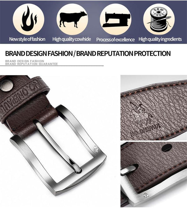Planet Gates zdk333 Coffee 3.8CM / 100cm Genuine leather luxury strap male belts for men new fashion classic vintage pin buckle men belt High Quality