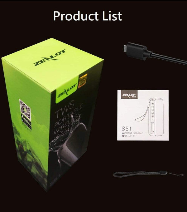 Planet Gates ZEALOT Powerful Bluetooth Speaker Bass Wireless Portable Subwoofer Waterproof Sound Box Support TF, TWS, USB Flash Drive