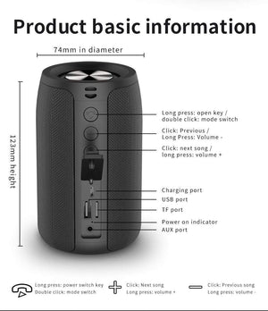 Planet Gates ZEALOT Powerful Bluetooth Speaker Bass Wireless Portable Subwoofer Waterproof Sound Box Support TF, TWS, USB Flash Drive