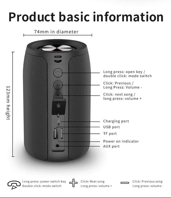 Planet Gates ZEALOT Powerful Bluetooth Speaker Bass Wireless Portable Subwoofer Waterproof Sound Box Support TF, TWS, USB Flash Drive