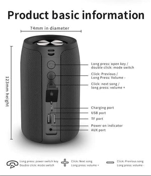 Planet Gates ZEALOT S32 Wireless Bluetooth Speaker Mini Portable HIFI Subwoofer Speaker with fm Radio Column Support TF, TWS, USB Flash Drive